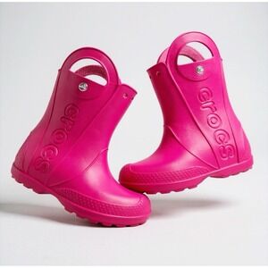 Crocs Handle It PINK Rubber‎ Rain Boots Kids Size J1